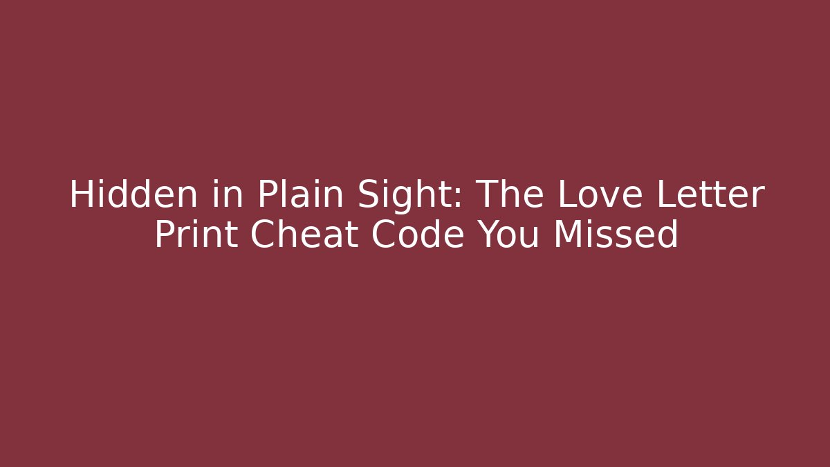 Hidden in Plain Sight: The Love Letter Print Cheat Code You Missed
