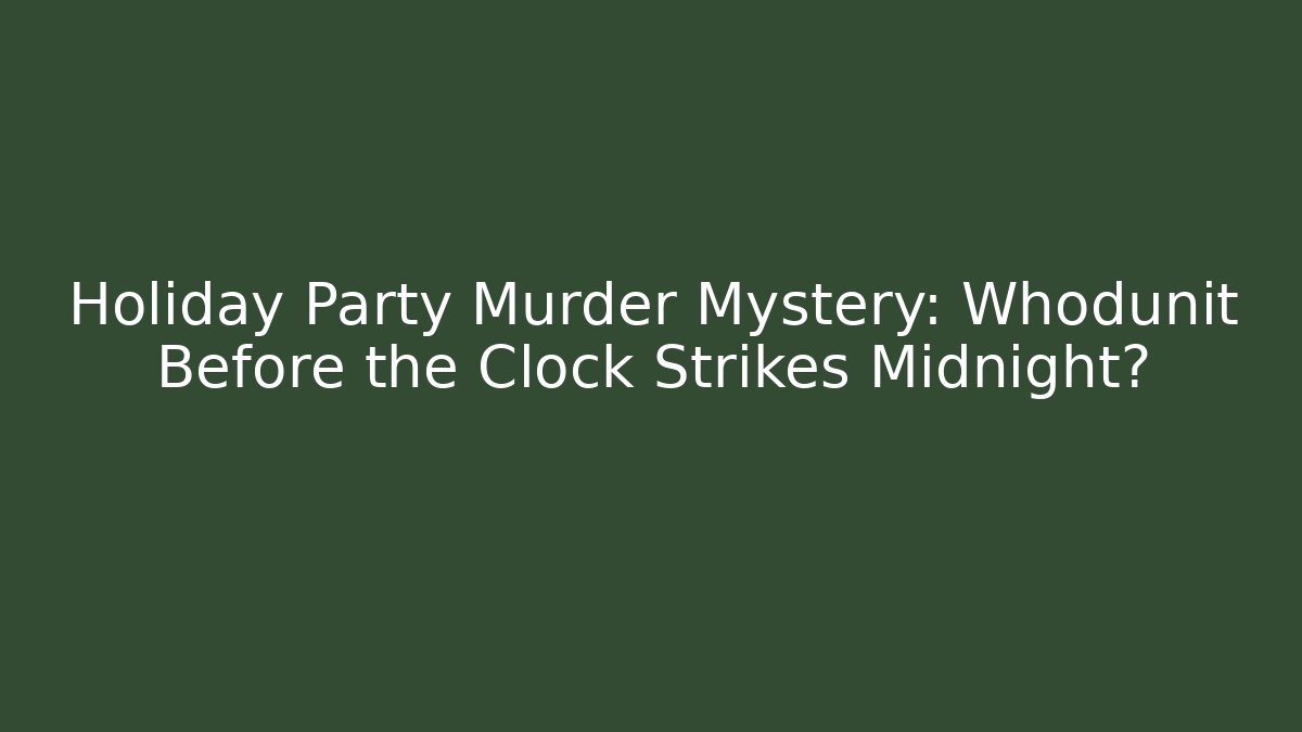 Holiday Party Murder Mystery: Whodunit Before the Clock Strikes Midnight?