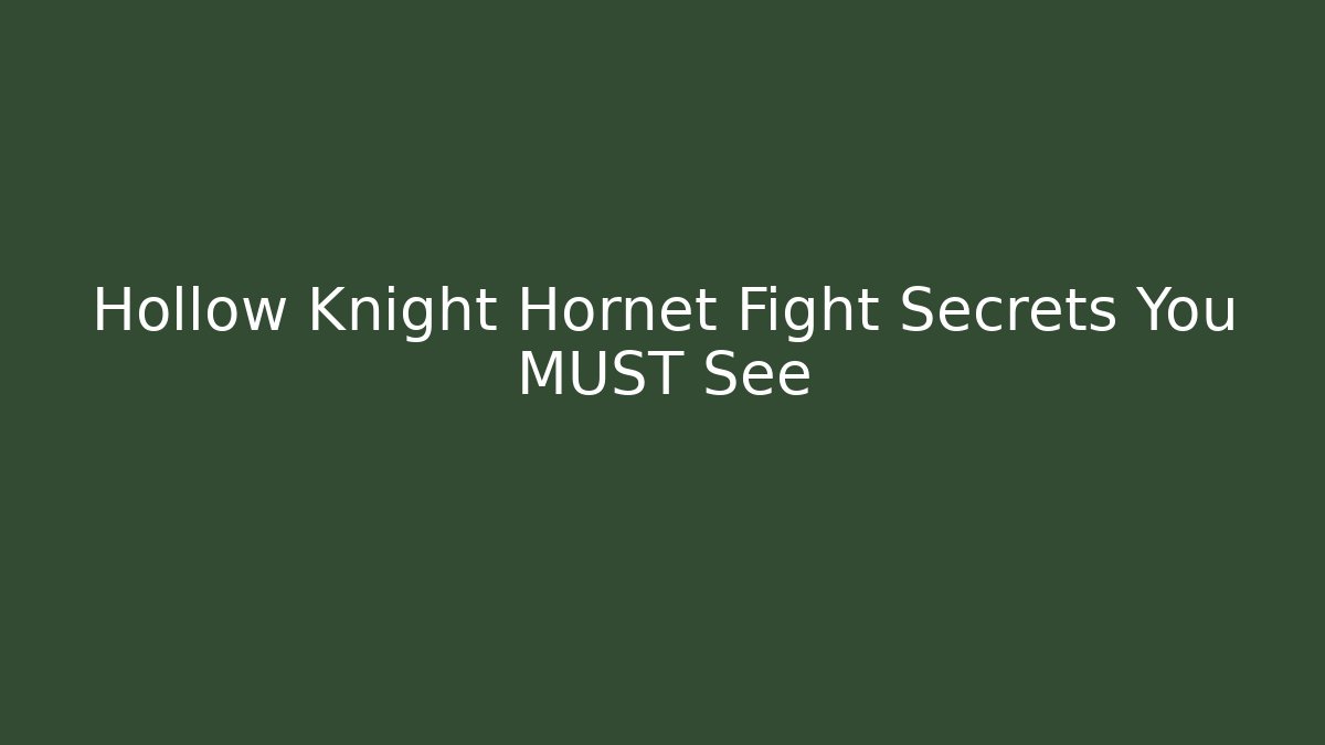 Hollow Knight Hornet Fight Secrets You MUST See