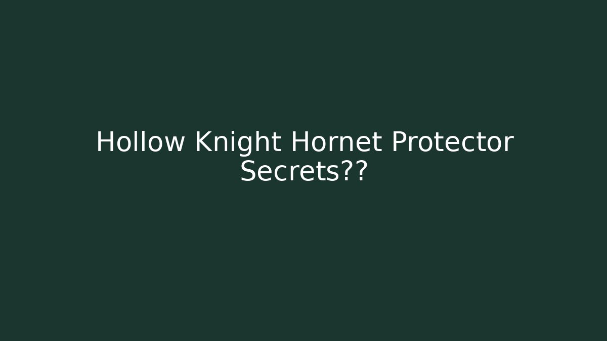Hollow Knight Hornet Protector Secrets揭露