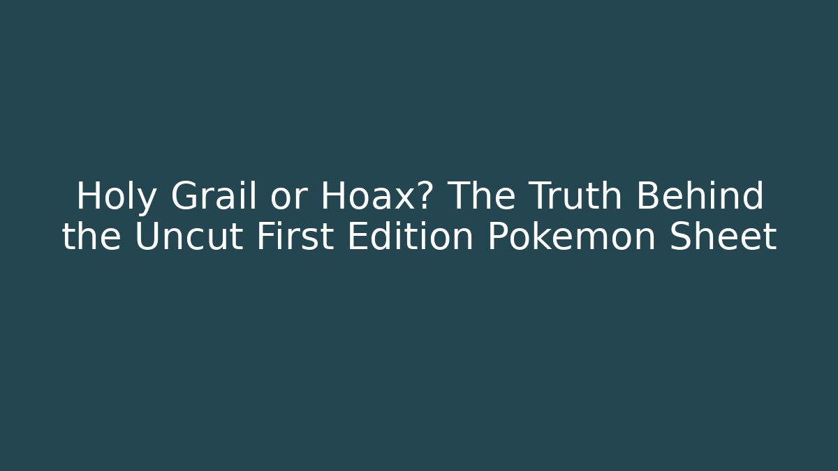 Holy Grail or Hoax? The Truth Behind the Uncut First Edition Pokémon Sheet