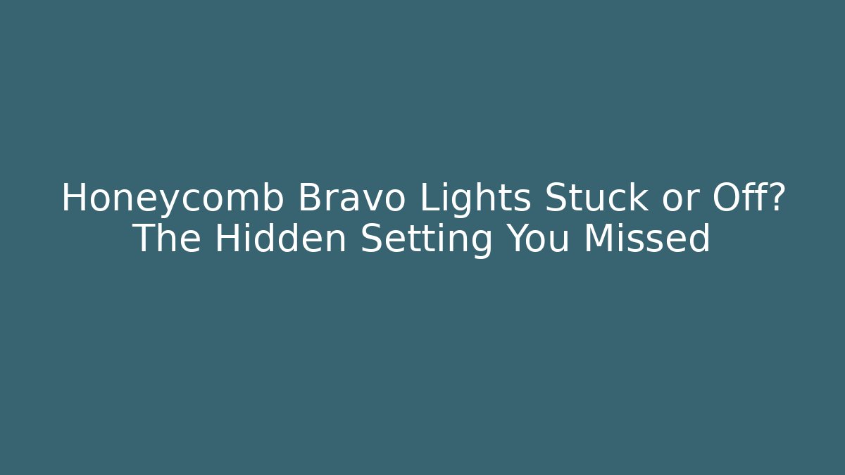 Honeycomb Bravo Lights Stuck or Off? The Hidden Setting You Missed