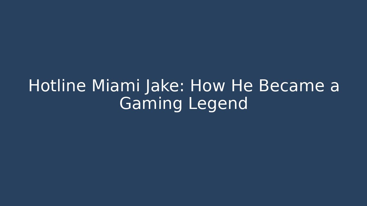 Hotline Miami Jake: How He Became a Gaming Legend