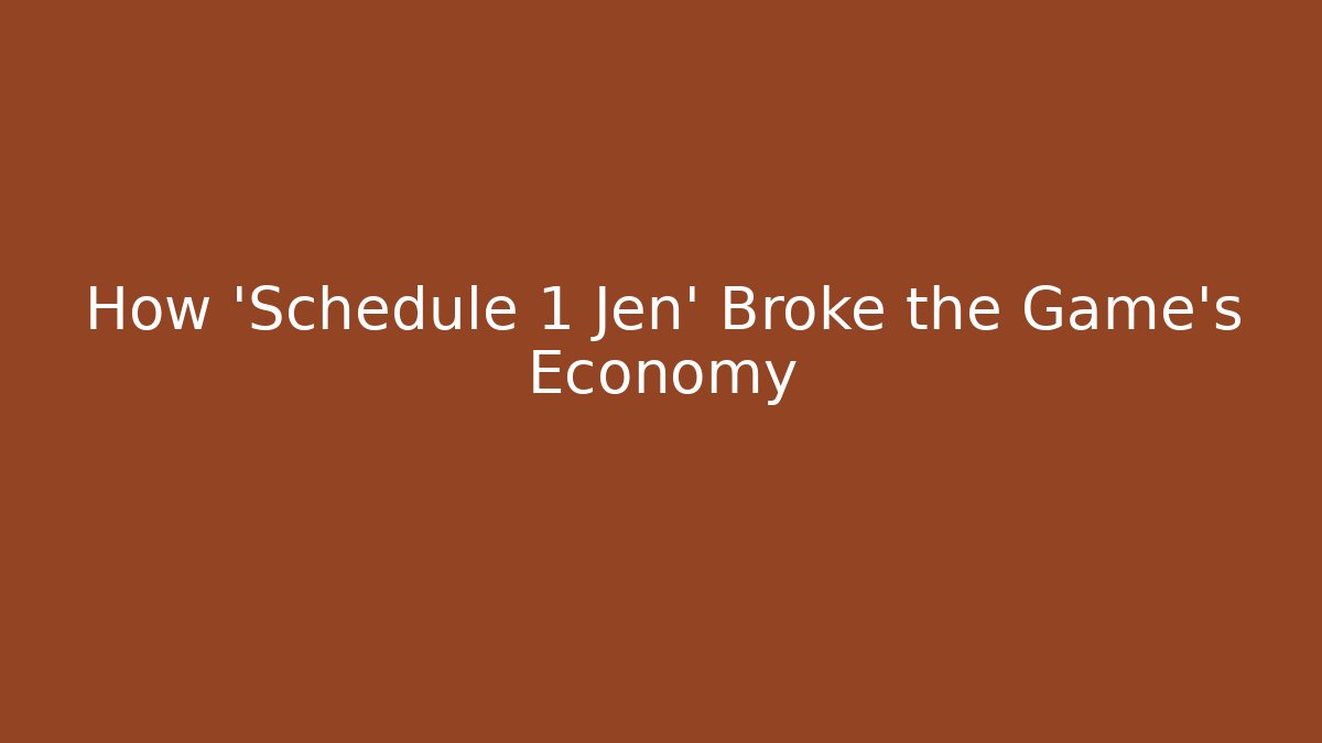 How 'Schedule 1 Jen' Broke the Game's Economy