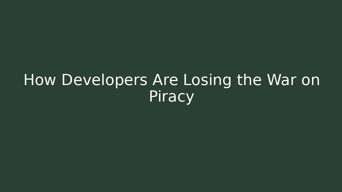 How Developers Are Losing the War on Piracy - Create More Assets