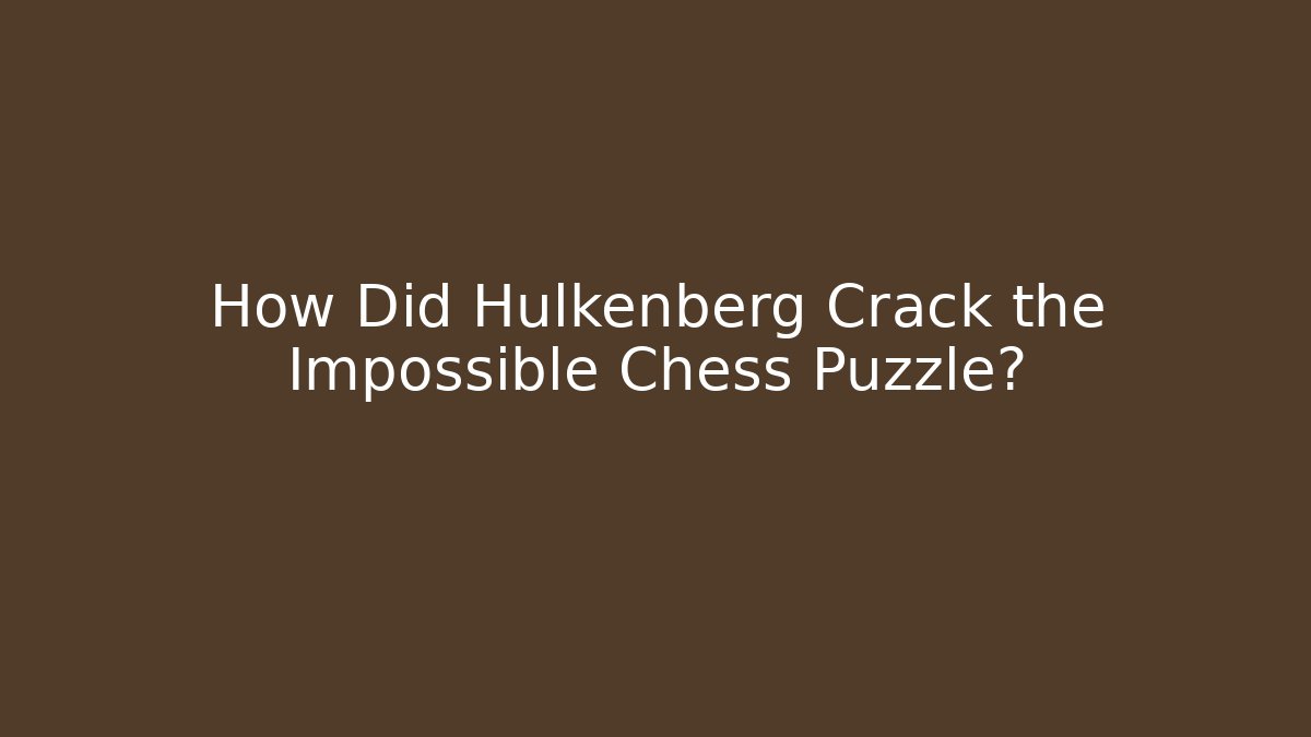 How Did Hülkenberg Crack the Impossible Chess Puzzle?