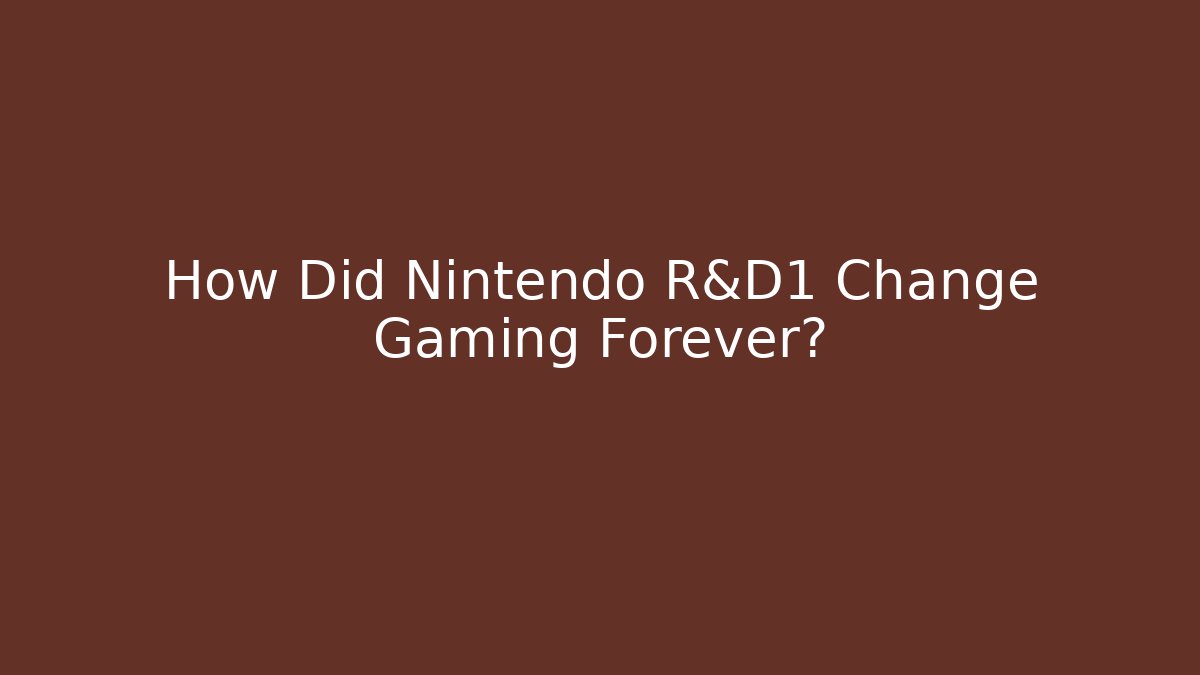 How Did Nintendo R&D1 Change Gaming Forever? - Create More Assets