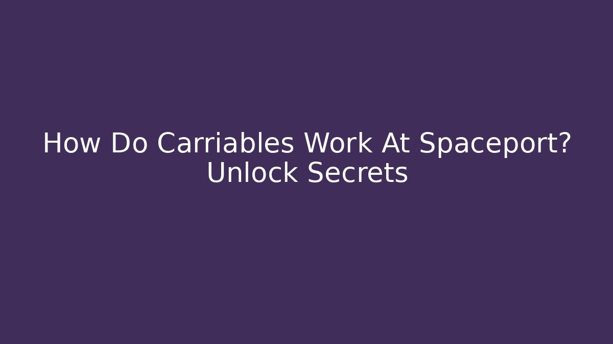 How Do Carriables Work At Spaceport? Unlock Secrets