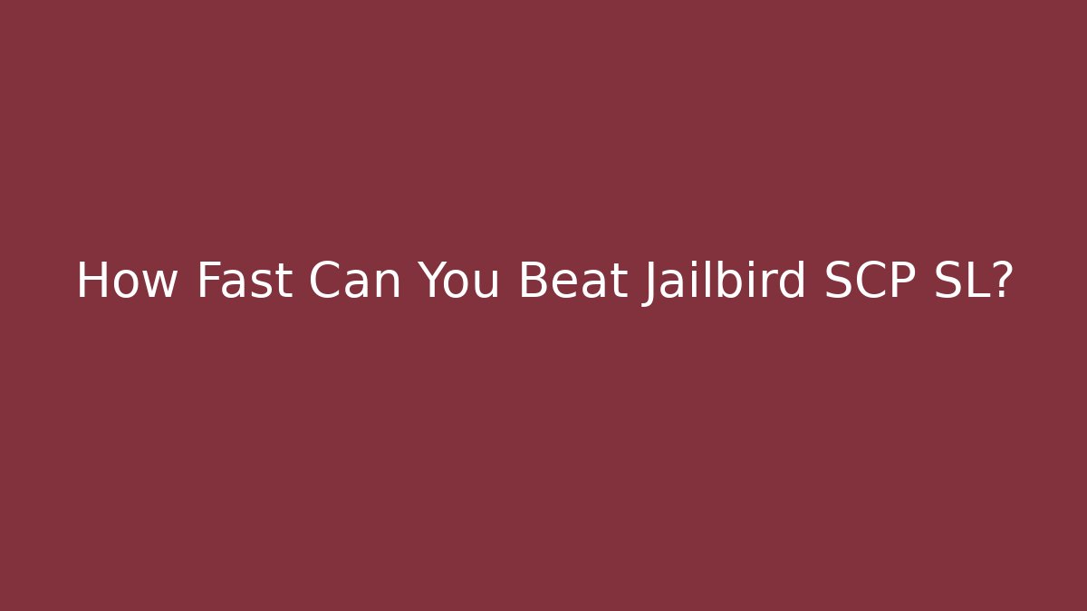 How Fast Can You Beat Jailbird SCP SL? - Create More Assets