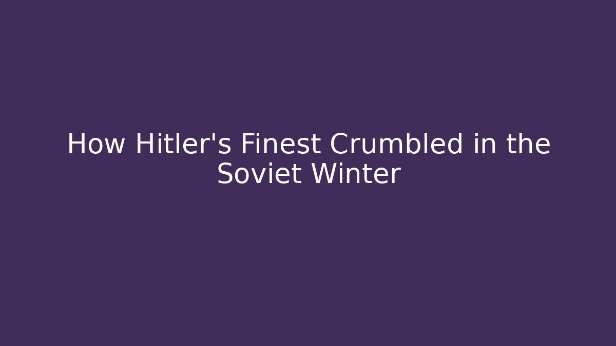 How Hitler's Finest Crumbled in the Soviet Winter