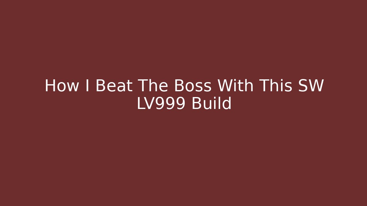 How I Beat The Boss With This SW LV999 Build