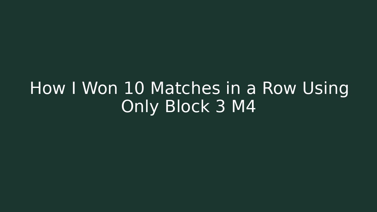 How I Won 10 Matches in a Row Using Only Block 3 M4