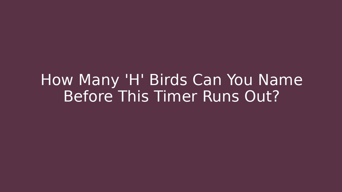 How Many 'H' Birds Can You Name Before This Timer Runs Out?