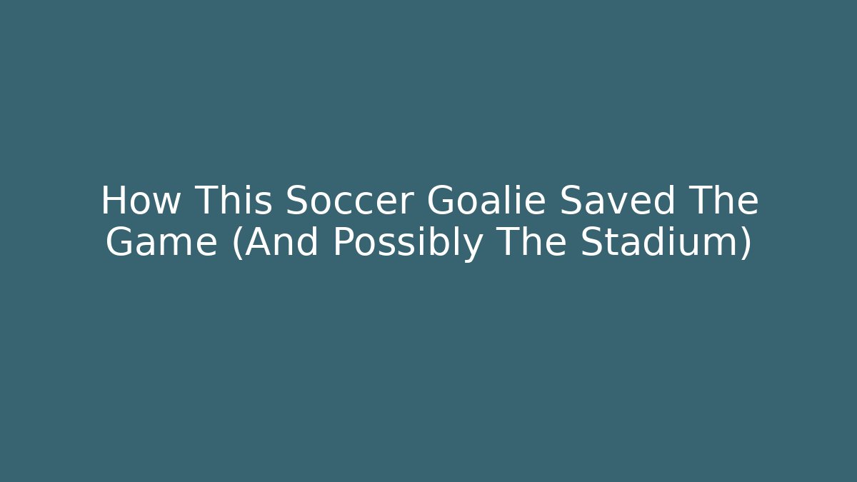 How This Soccer Goalie Saved The Game (And Possibly The Stadium)