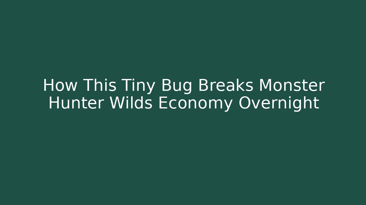 How This Tiny Bug Breaks Monster Hunter Wilds Economy Overnight