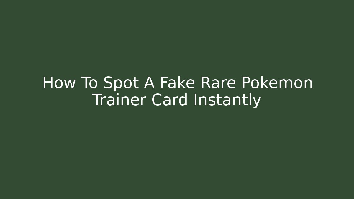 How To Spot A Fake Rare Pokemon Trainer Card Instantly