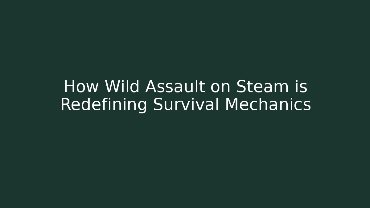 How Wild Assault on Steam is Redefining Survival Mechanics