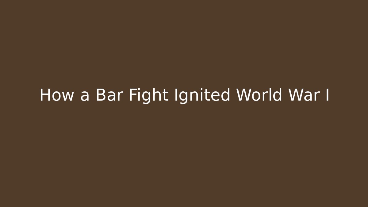 How a Bar Fight Ignited World War I