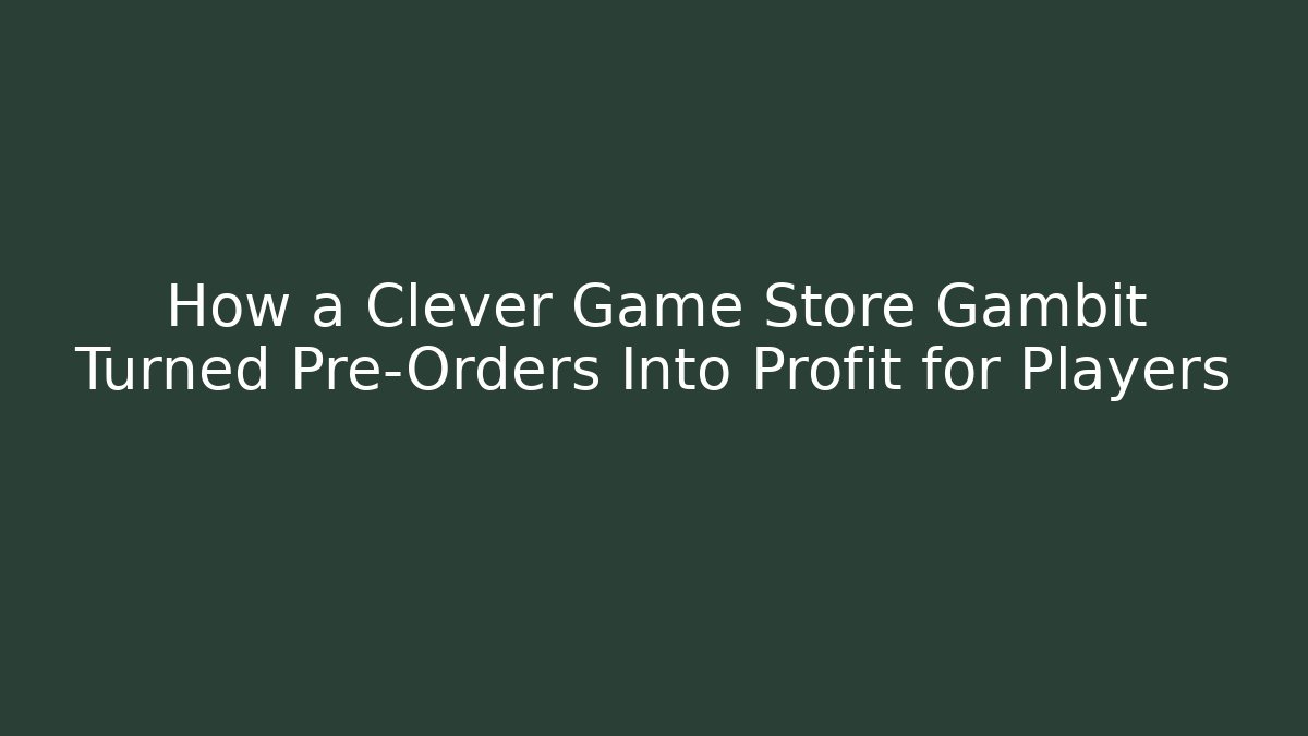 How a Clever Game Store Gambit Turned Pre-Orders Into Profit for Players