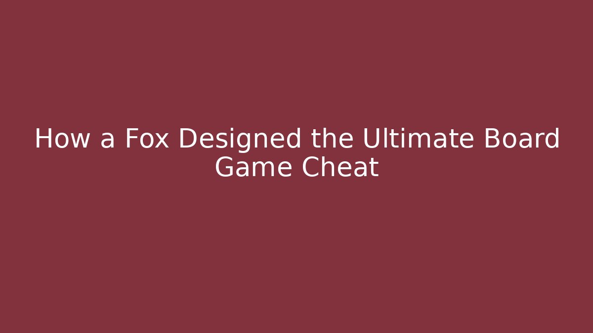 How a Fox Designed the Ultimate Board Game Cheat - Create More Assets