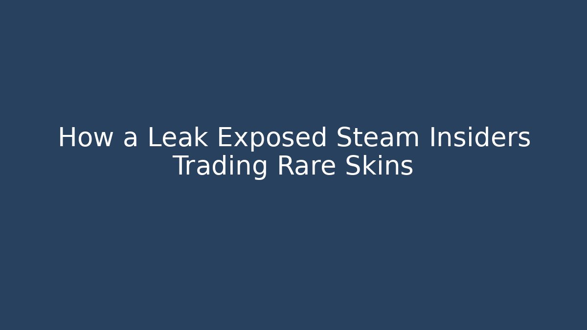 How a Leak Exposed Steam Insiders Trading Rare Skins