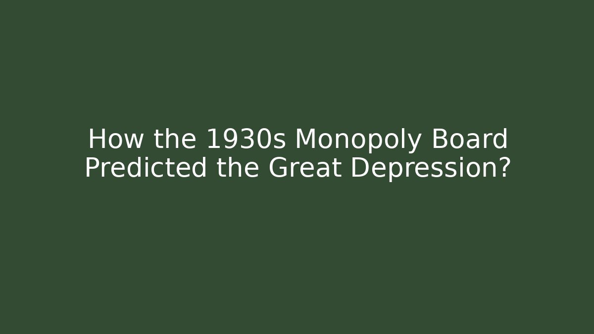 How the 1930s Monopoly Board Predicted the Great Depression? - Create More Assets