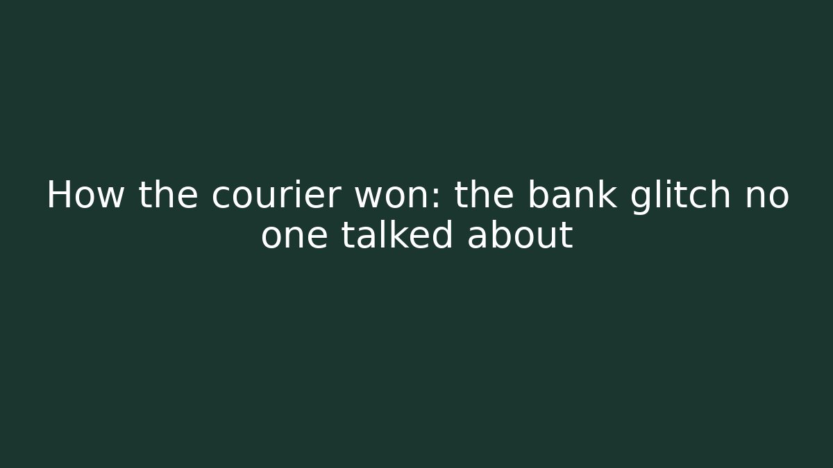 How the courier won: the bank glitch no one talked about