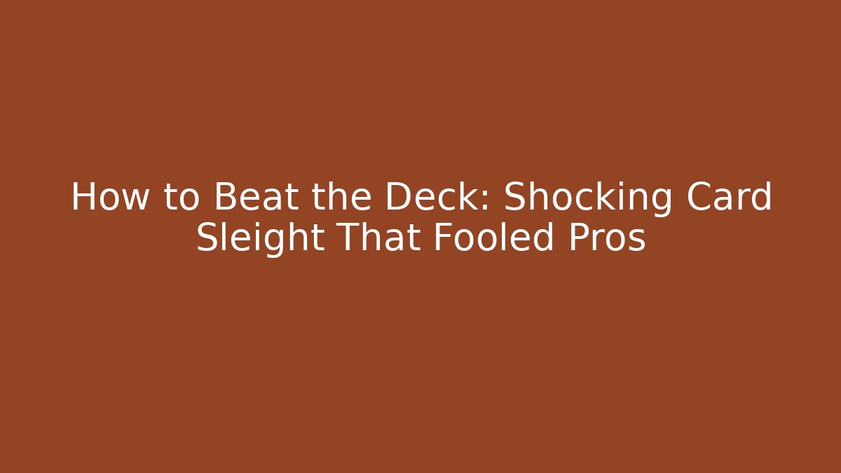 How to Beat the Deck: Shocking Card Sleight That Fooled Pros