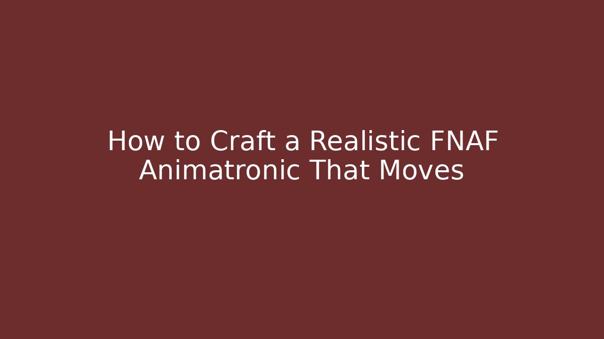 How to Craft a Realistic FNAF Animatronic That Moves