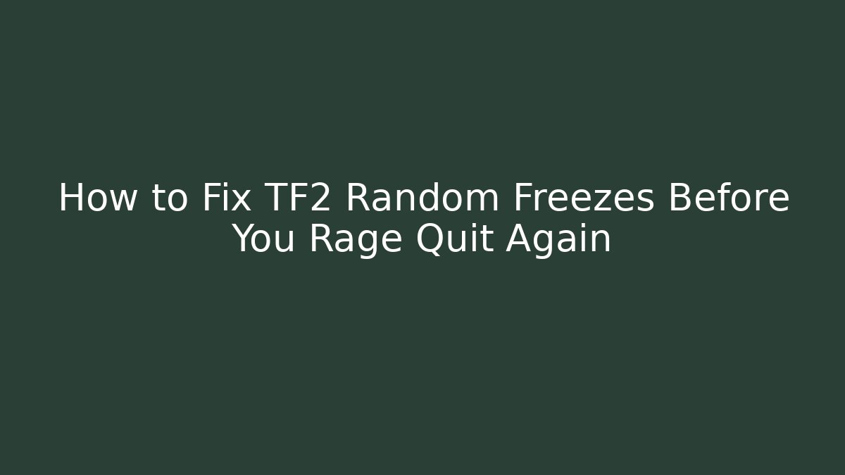 How to Fix TF2 Random Freezes Before You Rage Quit Again