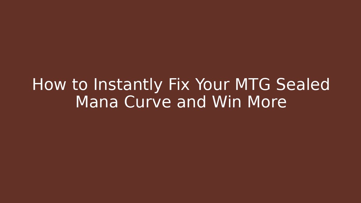 How to Instantly Fix Your MTG Sealed Mana Curve and Win More