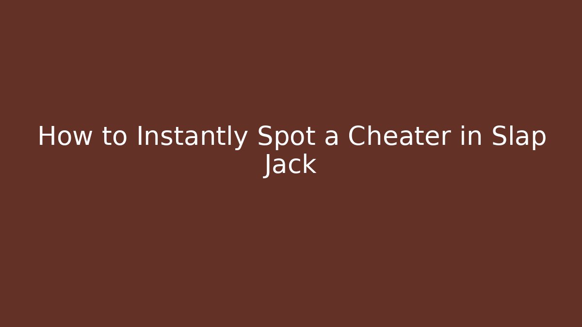 How to Instantly Spot a Cheater in Slap Jack
