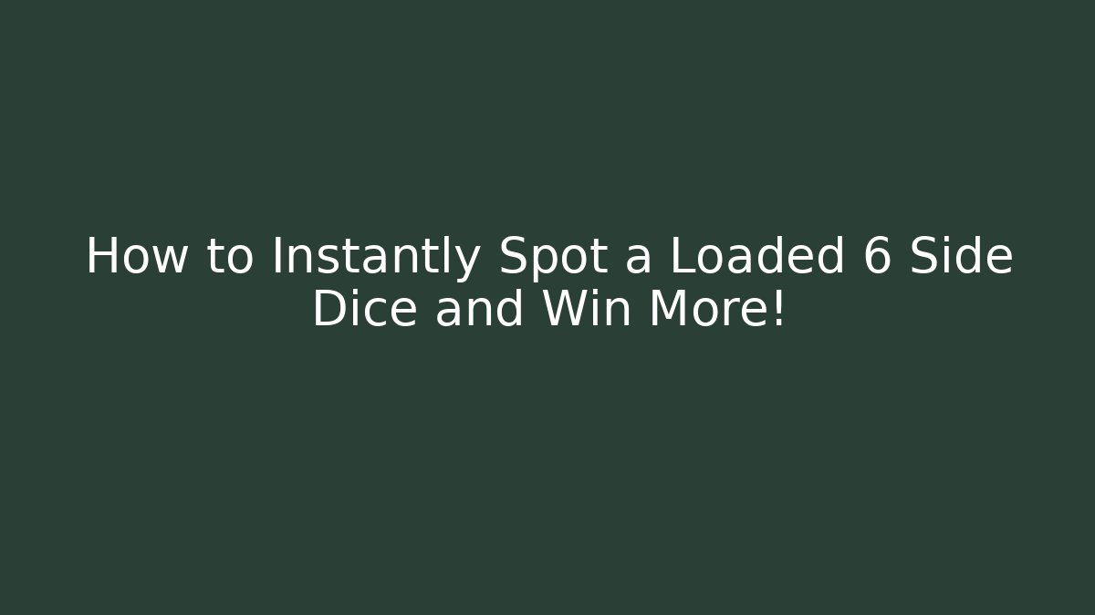 How to Instantly Spot a Loaded 6 Side Dice and Win More!
