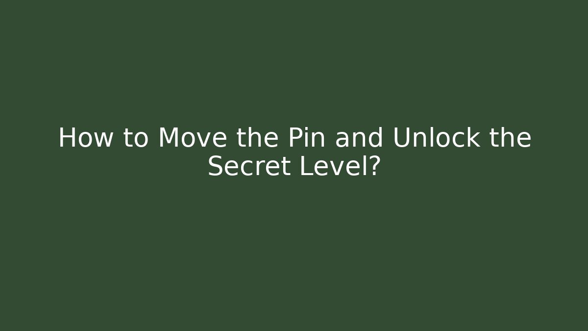 How to Move the Pin and Unlock the Secret Level?