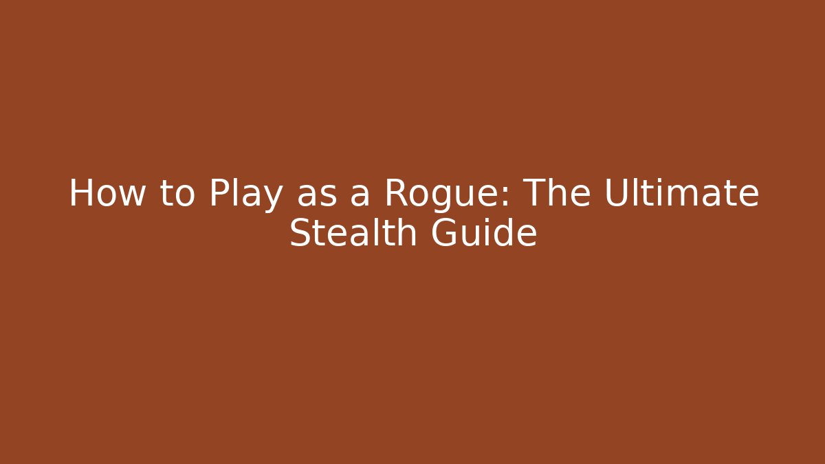 How to Play as a Rogue: The Ultimate Stealth Guide