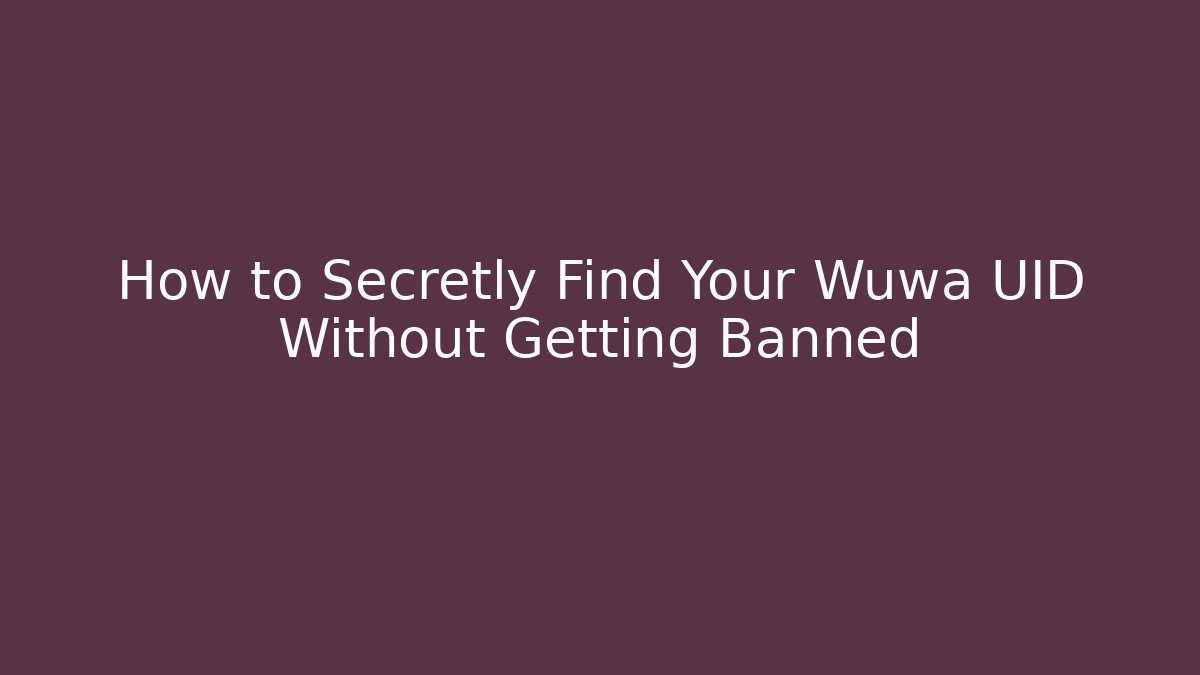 How to Secretly Find Your Wuwa UID Without Getting Banned