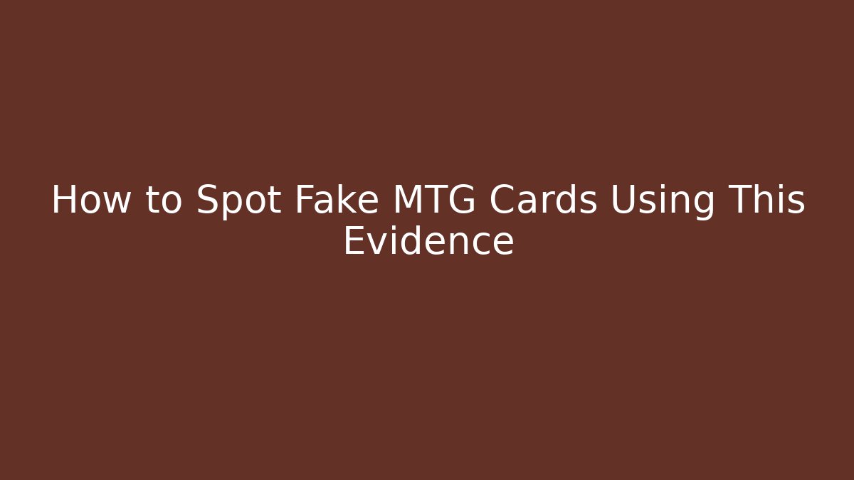 How to Spot Fake MTG Cards Using This Evidence