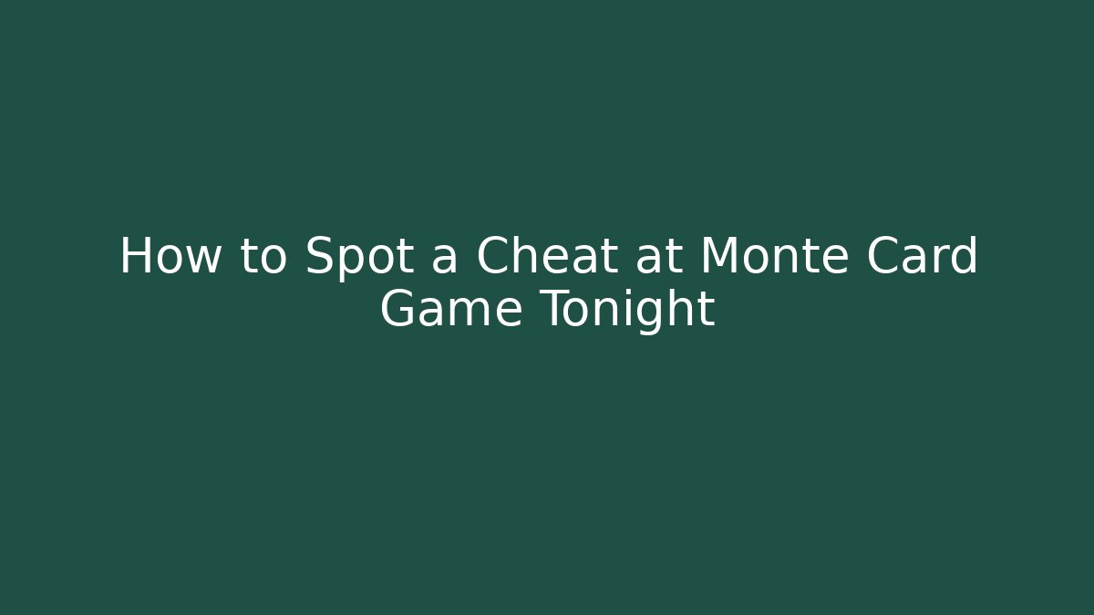 How to Spot a Cheat at Monte Card Game Tonight - Create More Assets
