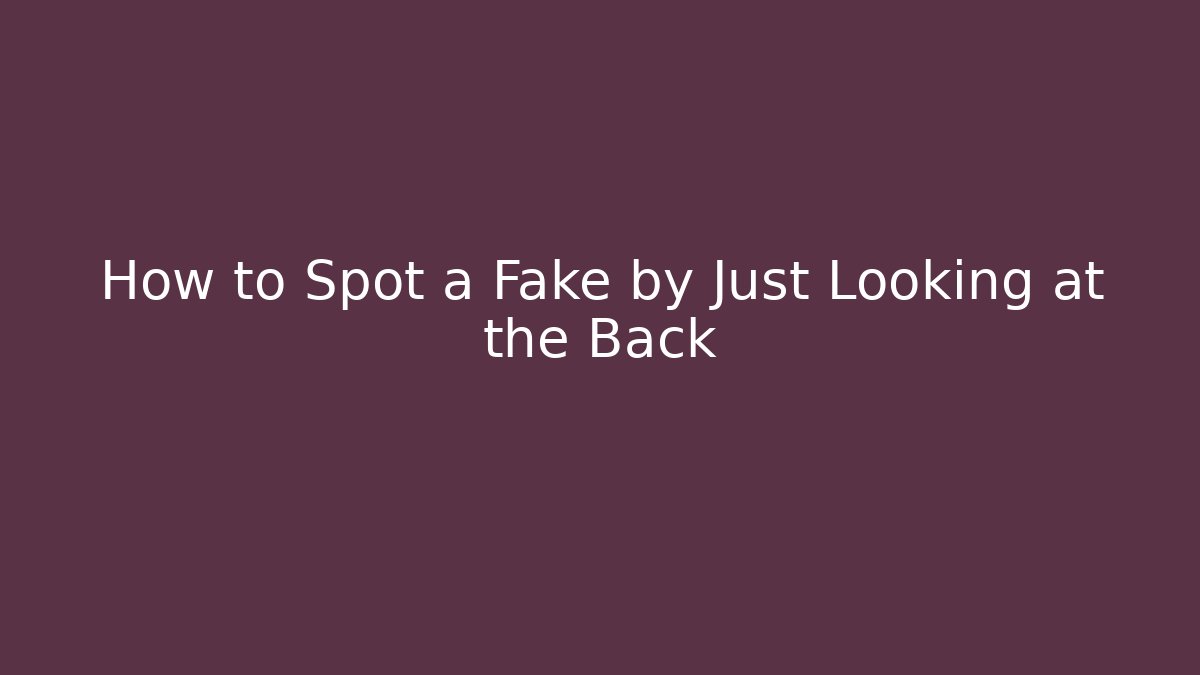 How to Spot a Fake by Just Looking at the Back