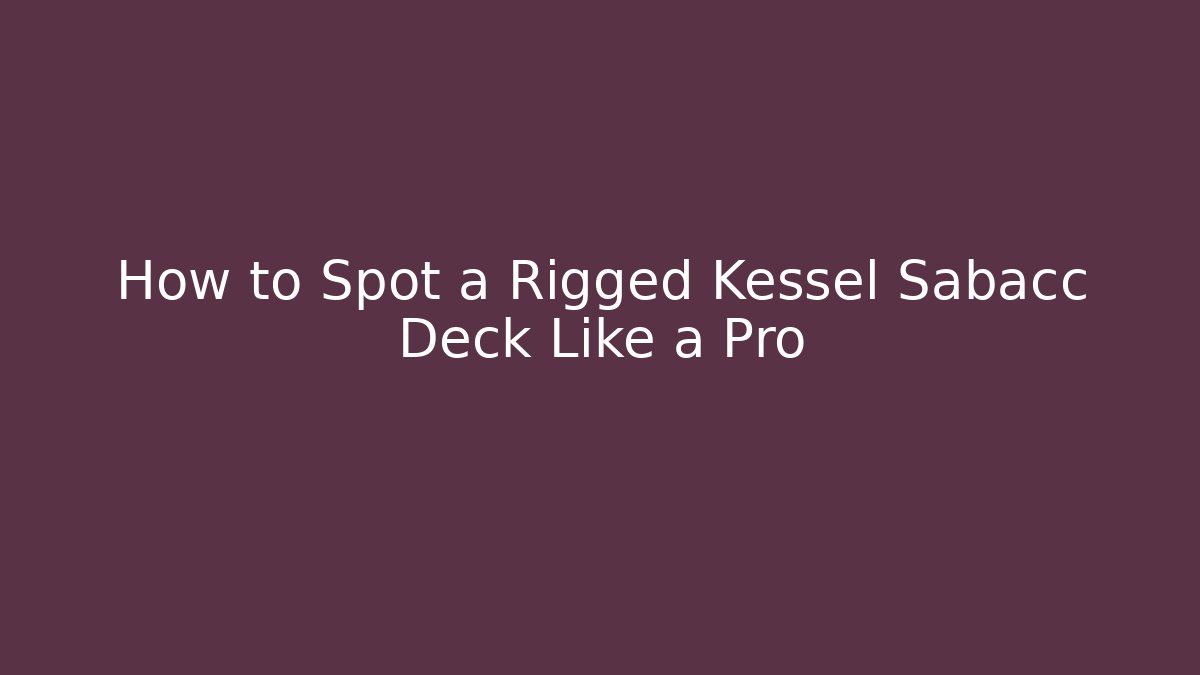 How to Spot a Rigged Kessel Sabacc Deck Like a Pro