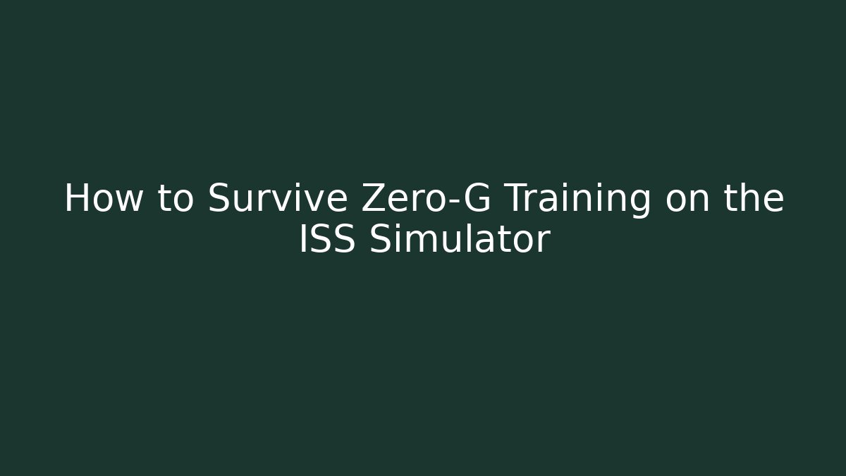 How to Survive Zero-G Training on the ISS Simulator