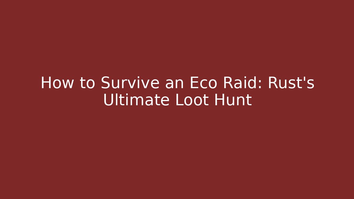 How to Survive an Eco Raid: Rust's Ultimate Loot Hunt