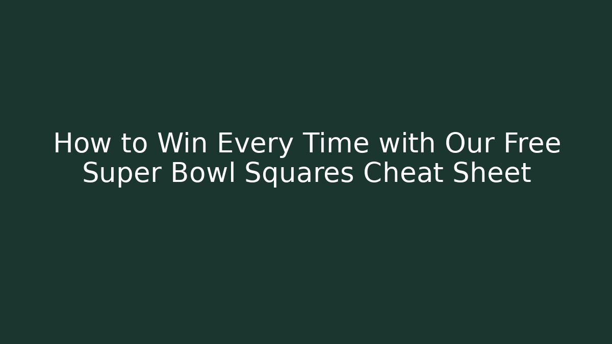 How to Win Every Time with Our Free Super Bowl Squares Cheat Sheet