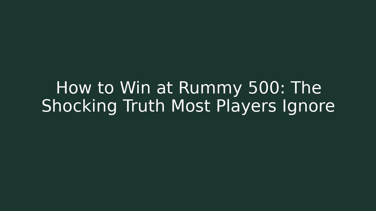 How to Win at Rummy 500: The Shocking Truth Most Players Ignore