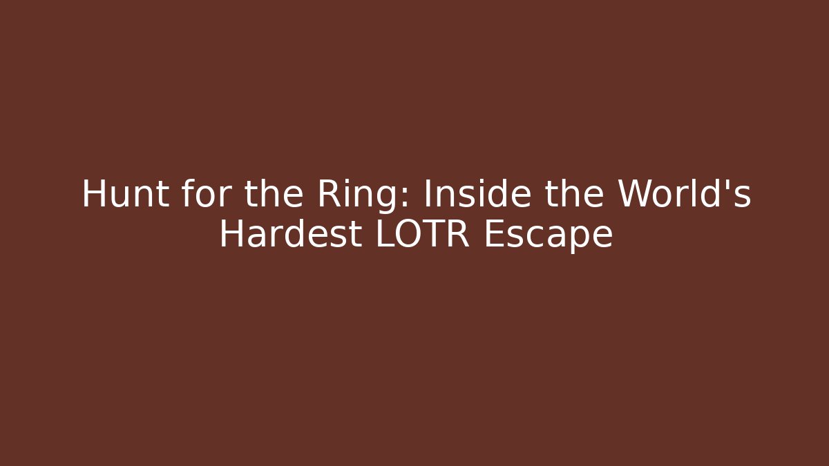 Hunt for the Ring: Inside the World's Hardest LOTR Escape