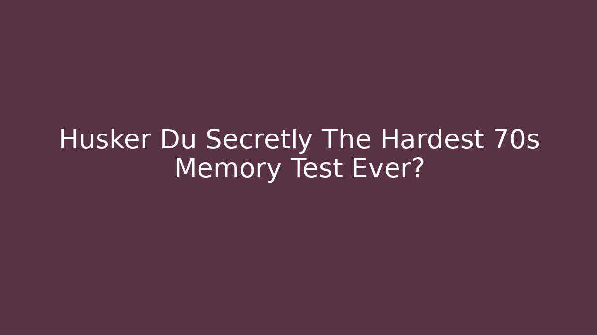 Husker Du Secretly The Hardest 70s Memory Test Ever?