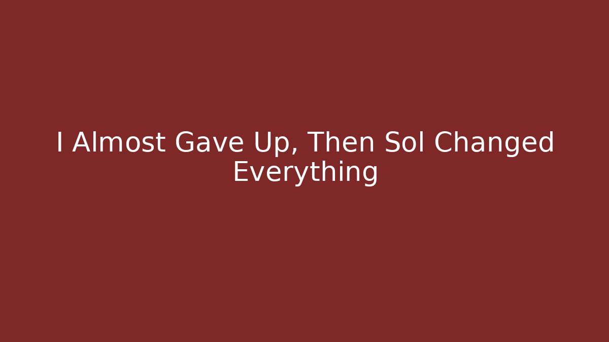 I Almost Gave Up, Then Sol Changed Everything