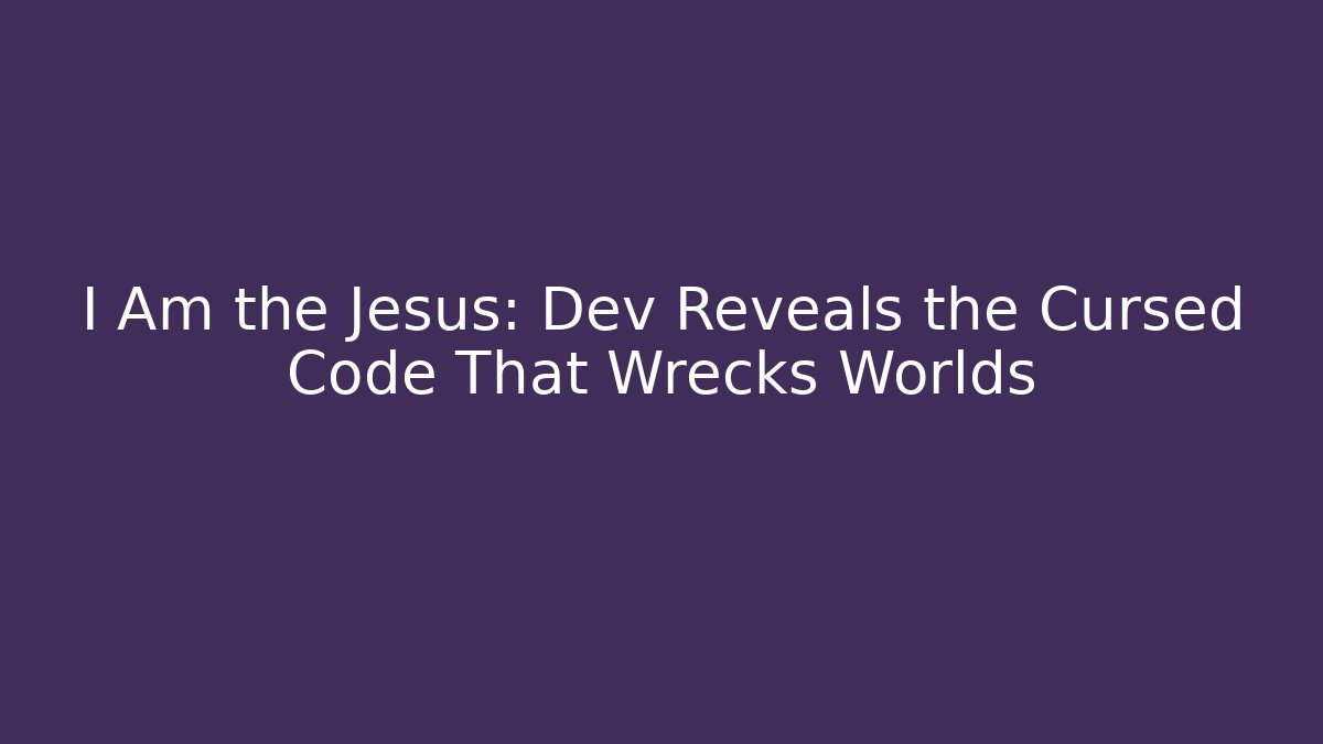 I Am the Jesus: Dev Reveals the Cursed Code That Wrecks Worlds - Create More Assets