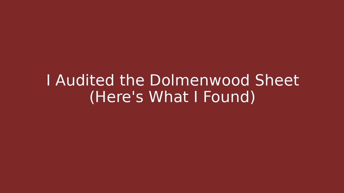 I Audited the Dolmenwood Sheet (Here's What I Found)