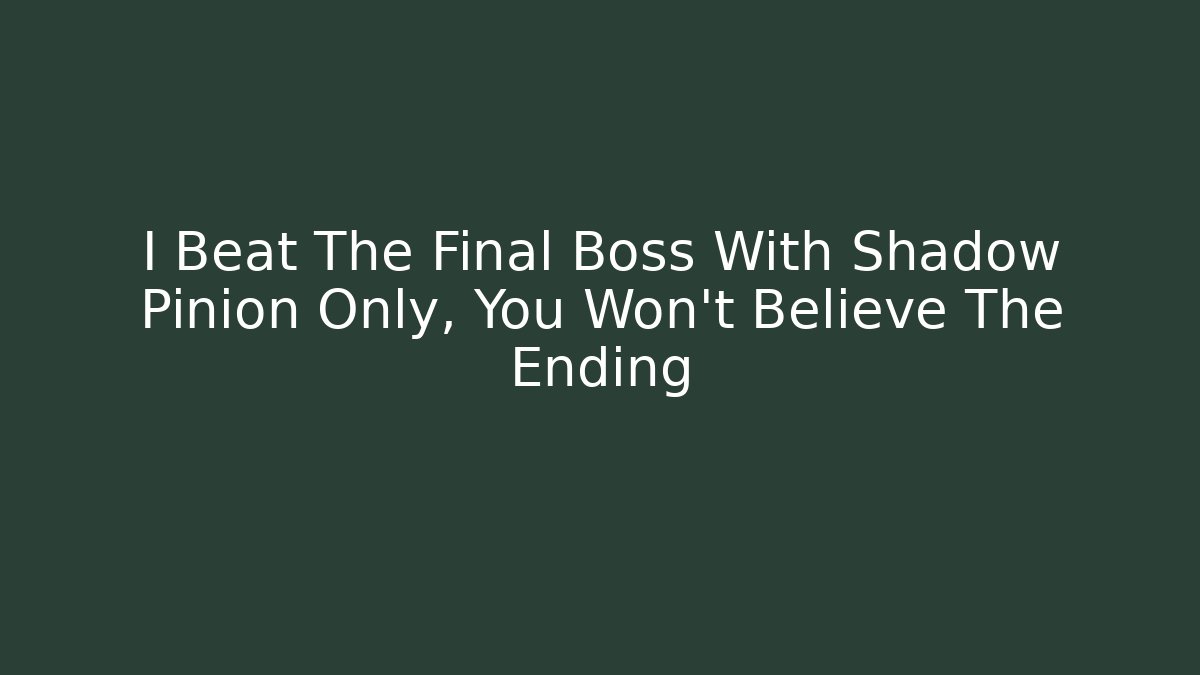 I Beat The Final Boss With Shadow Pinion Only, You Won't Believe The Ending